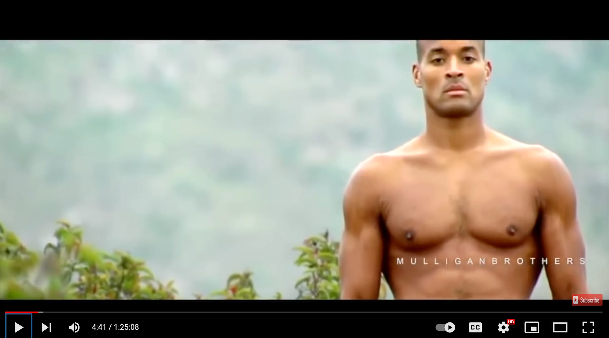 A screenshot from a YouTube video depicting shirtless man Dave Goggins
