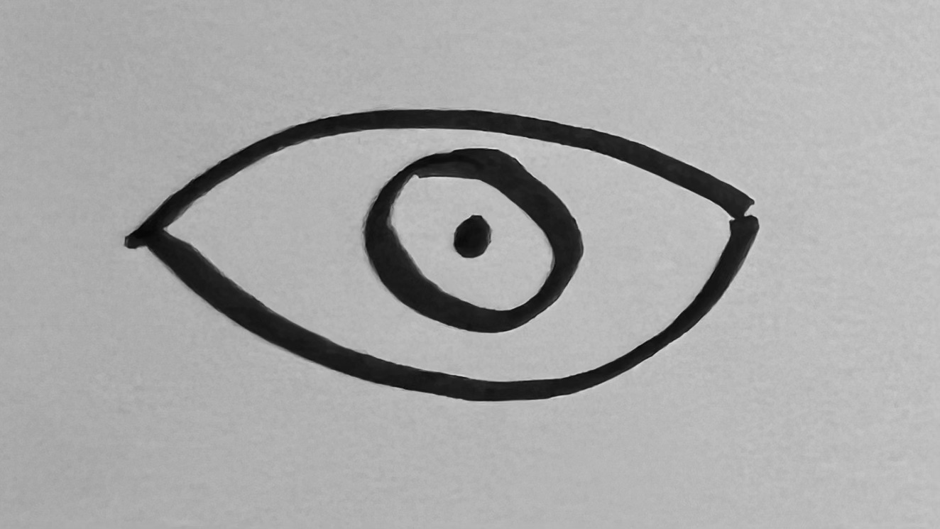 A loosely-drawn eye symbol.